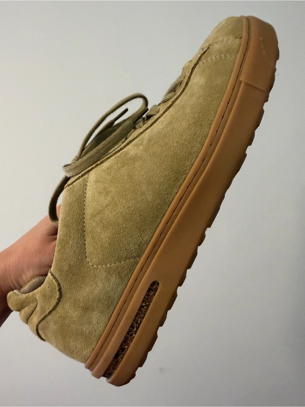 Birkenstock Men's Suede Sneaker in Olive Green with Gum Sole